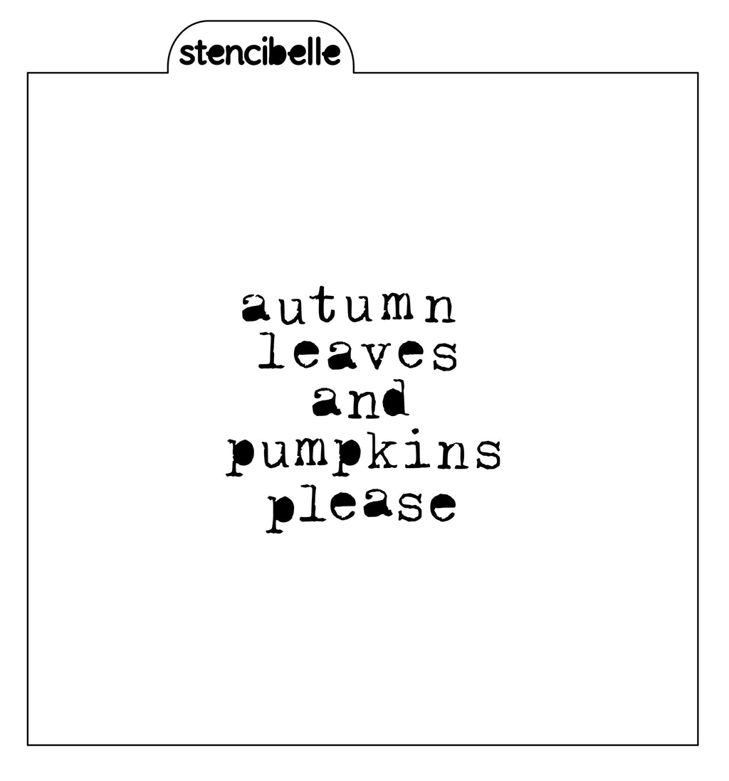 Vintage Typewriter - Autumn Leaves and Pumpkins Please Stencil Design - SVG FILE ONLY