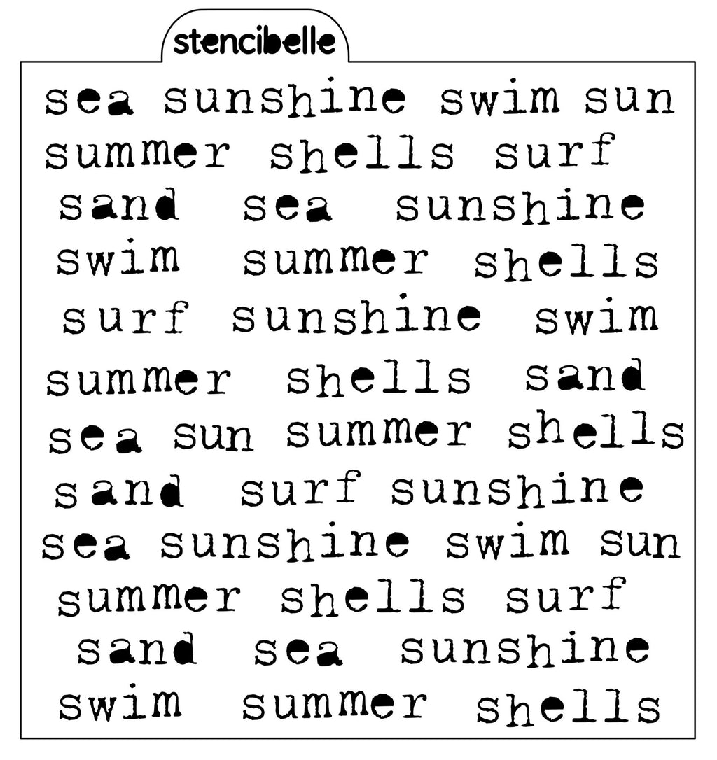 Vintage Typewriter - Summer Words Stencil Design - SVG FILE ONLY