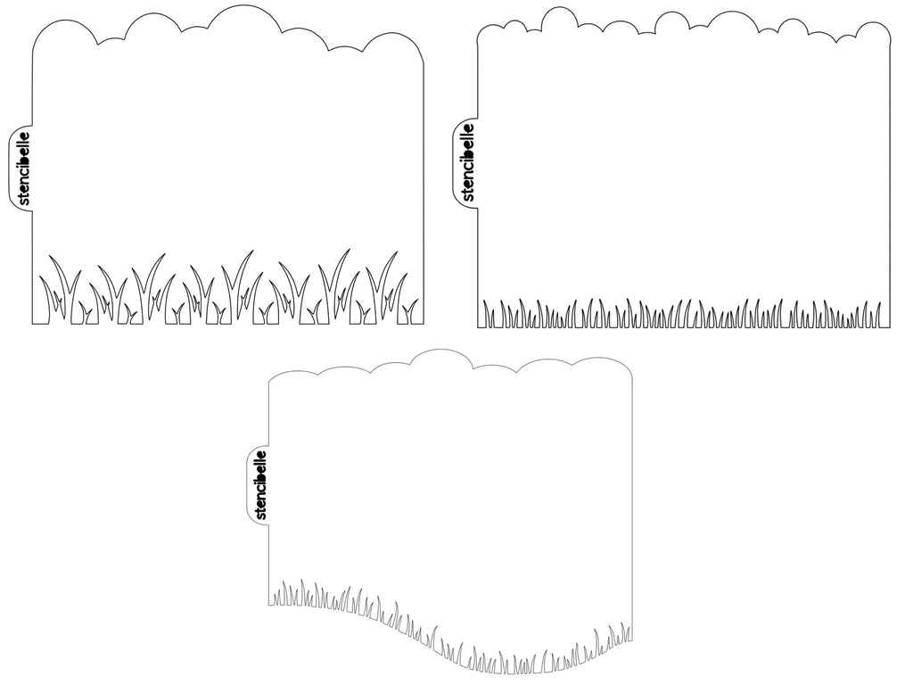 Clouds & Grass Stencil Design 3 Pack - SVG FILE ONLY