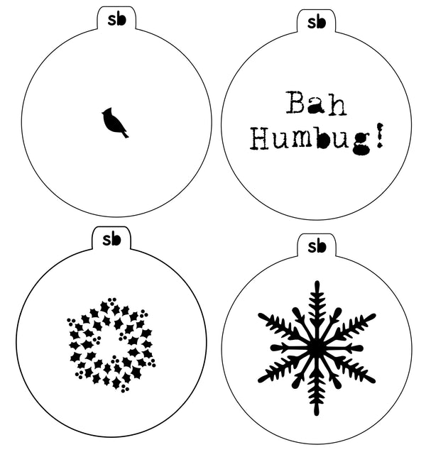 Christmas Mini Stencil Designs 4 Pack - SVG FILE ONLY