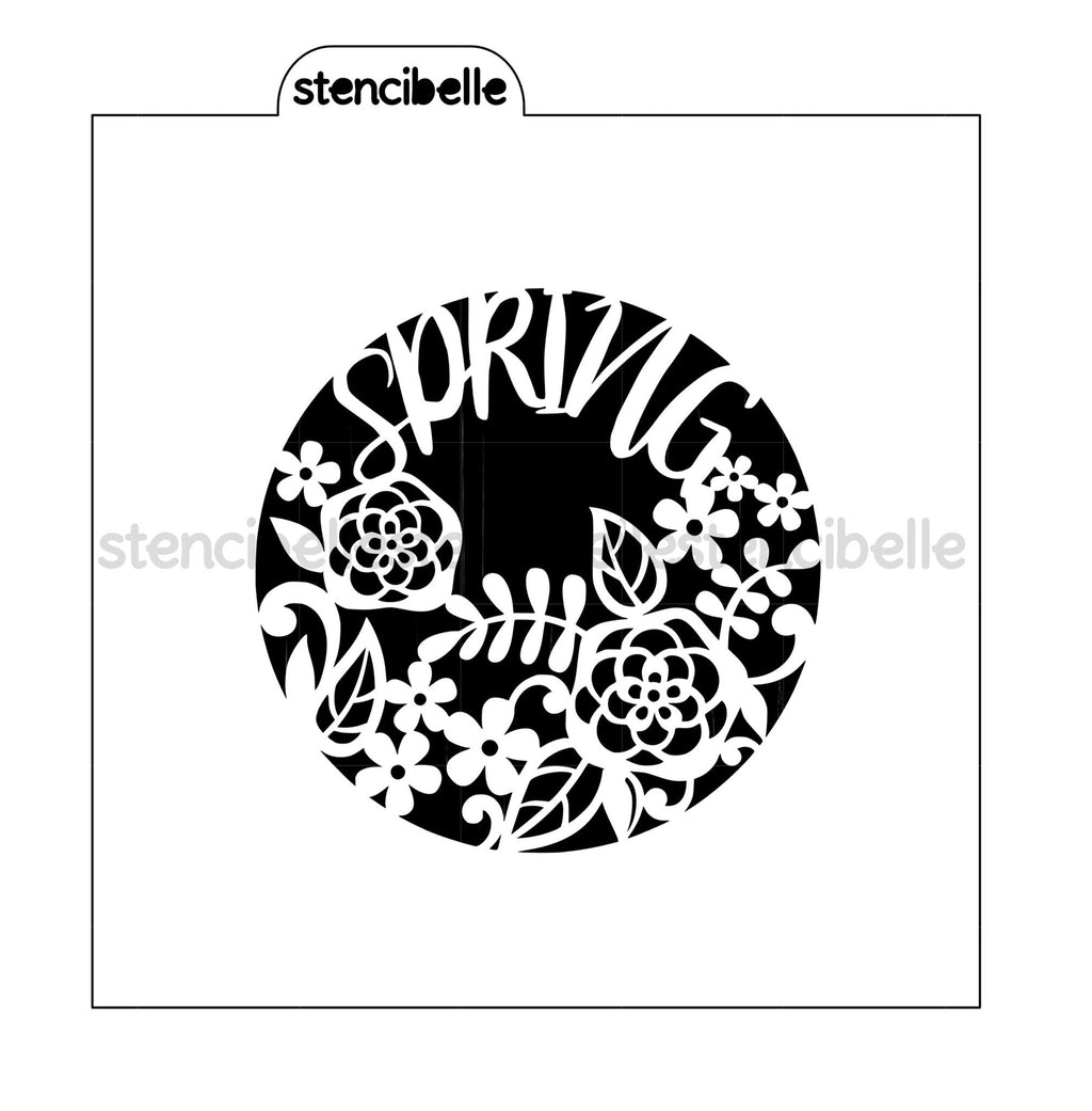 Spring Floral Circle Stencil Design - 2 Sizes - SVG FILE ONLY