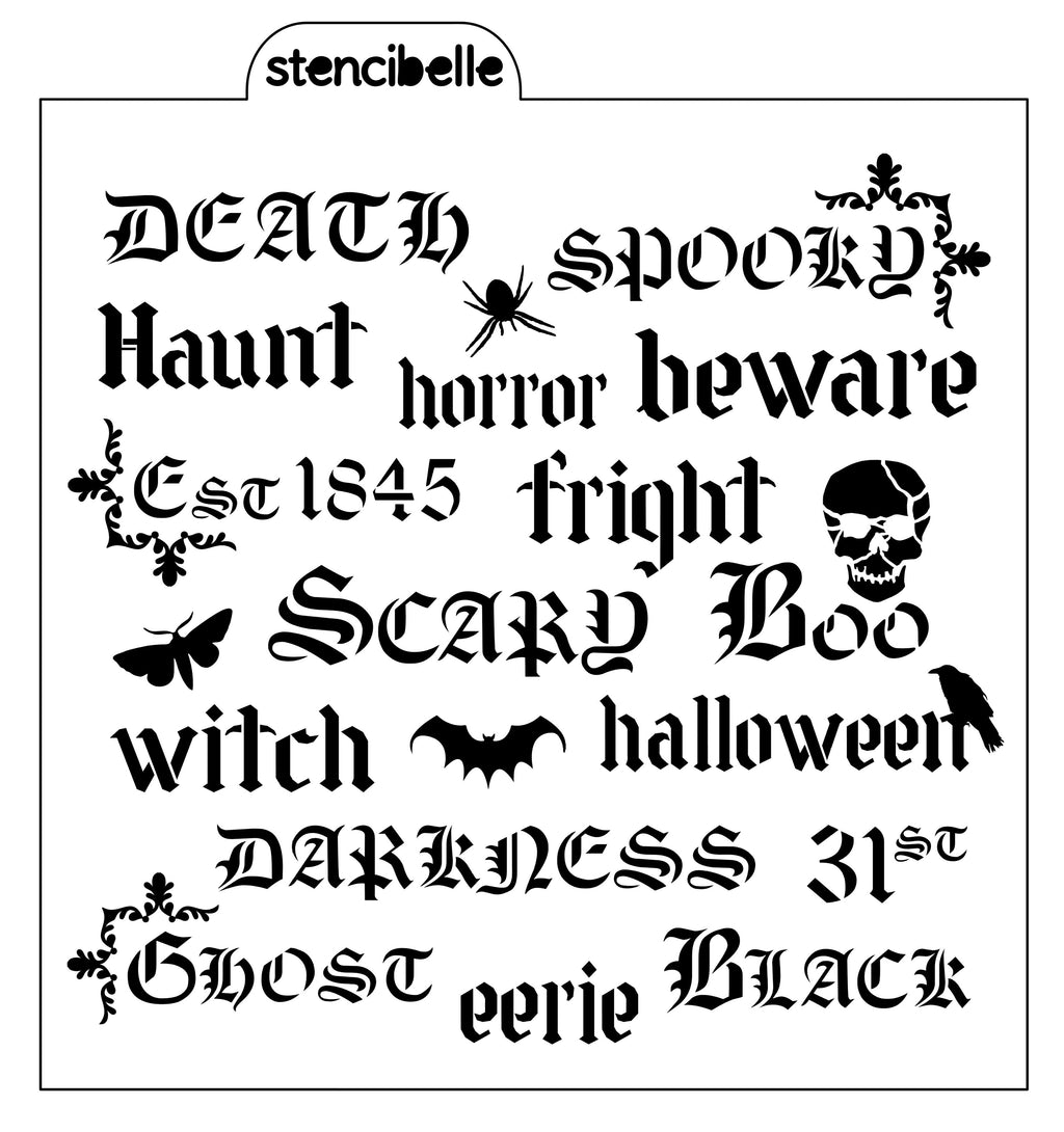 Vintage Halloween Words Stencil Design - SVG FILE ONLY